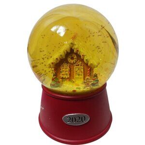 Yellow Gingerbread House Snow Globe With Red Base 2020 Collectible Holiday Decor